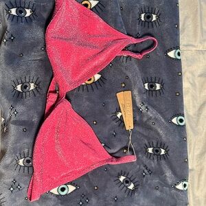 SKIMS sparkly hot pink bikini top